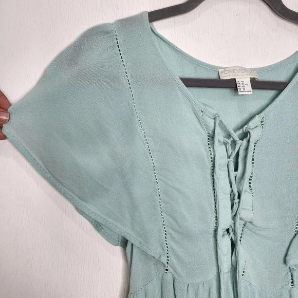 Summer Babe Flutter Sleeve Top Teal Sz XL - Picture 3 of 8